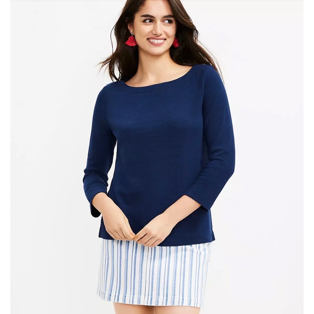 LOFT NWOT Navy Blue Harbor 3/4 Sleeve Top XXL‎